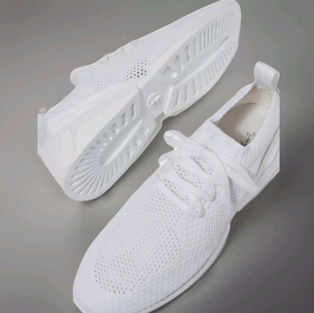 Giorgio Armani Womens White lace-up fabric sneakers w leather details Wms US 10 - Picture 6 of 8